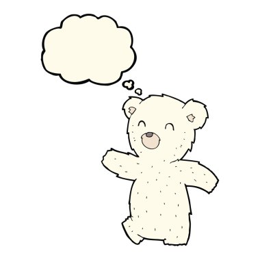 Kutup ayısı düşünce balonu ile karikatür