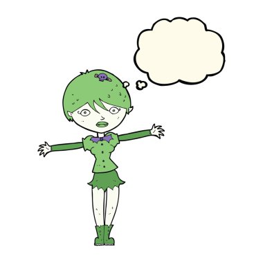 Düşünce baloncuğu olan vampir kız.