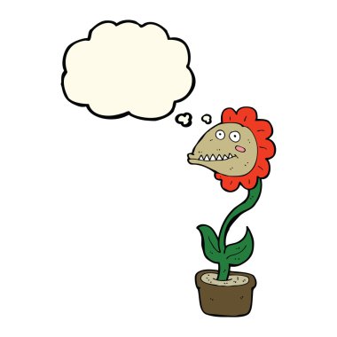 Düşünce baloncuklu canavar bitkisi.