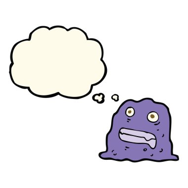 Düşünce baloncuklu çizgi film yaratığı