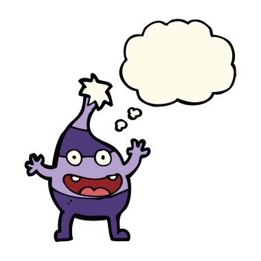 Düşünce baloncuklu komik Noel yaratığı