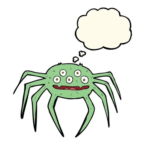 Dibujos animados de Halloween araña con burbuja de pensamiento — Vector de stock