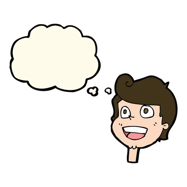 Karikatur glückliches Gesicht mit Gedankenblase — Stockvektor
