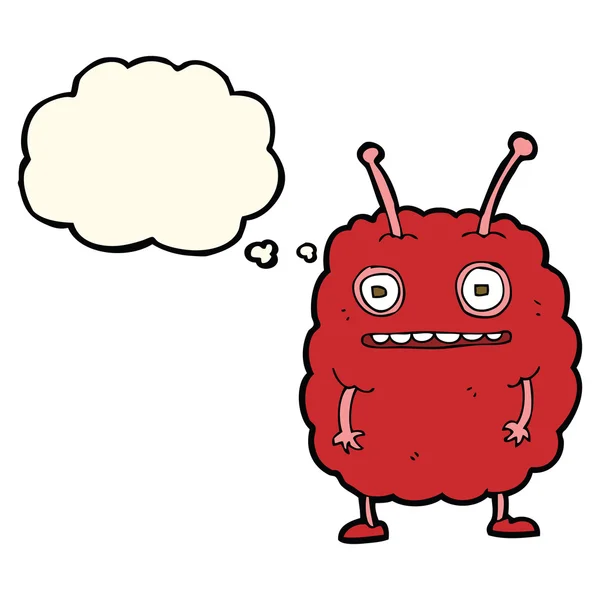 Dessin animé drôle monstre alien avec bulle de pensée — Image vectorielle