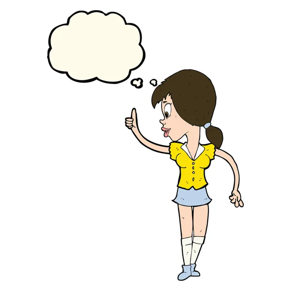 Cartoon-Mädchen mit Idee mit Gedankenblase — Stockvektor