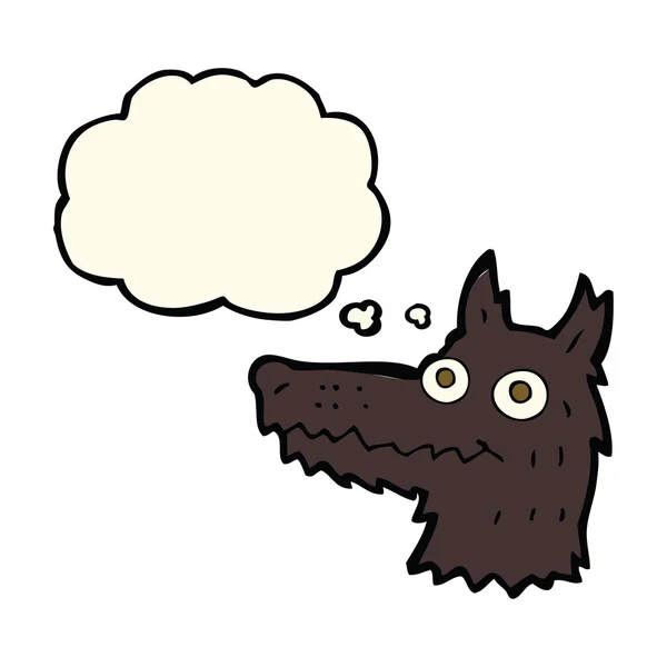 思考バブルと漫画のオオカミの頭 — ストックベクタ