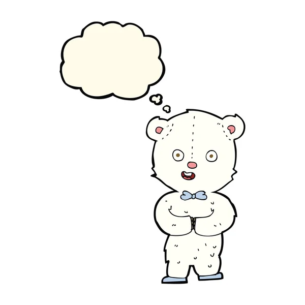 Urso polar de pelúcia de desenho animado com bolha de pensamento —  Vetores de Stock