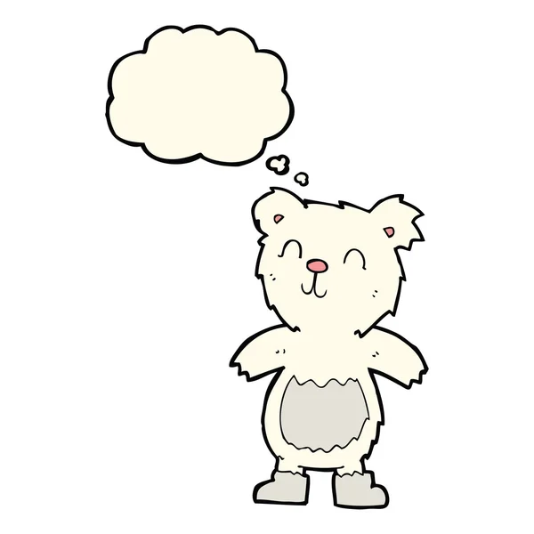 Мультяшный плюшевый белый медведь с мыслепузырём — стоковый вектор