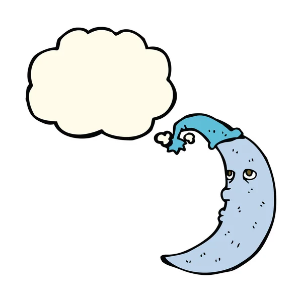Sleepy moon cartoon with thought bubble — Stock Vector