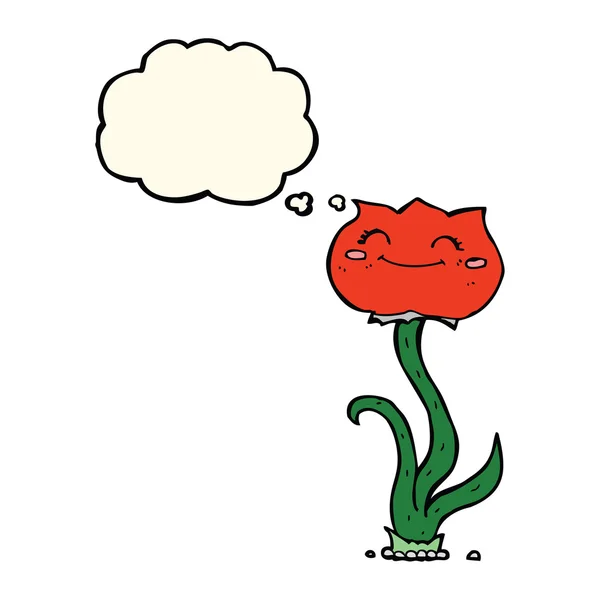 思考バブルのある漫画の花 — ストックベクタ