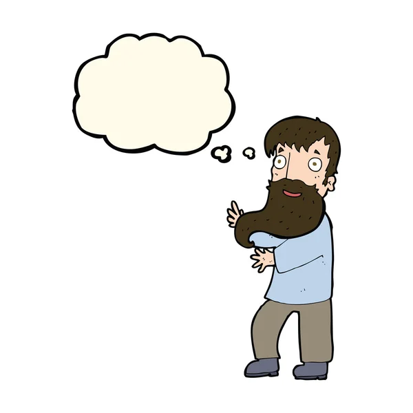 Мультфильм взволнованный бородатый человек с мыслей пузырь — стоковый вектор