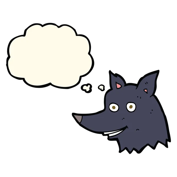 Tête de loup dessin animé avec bulle de pensée — Image vectorielle