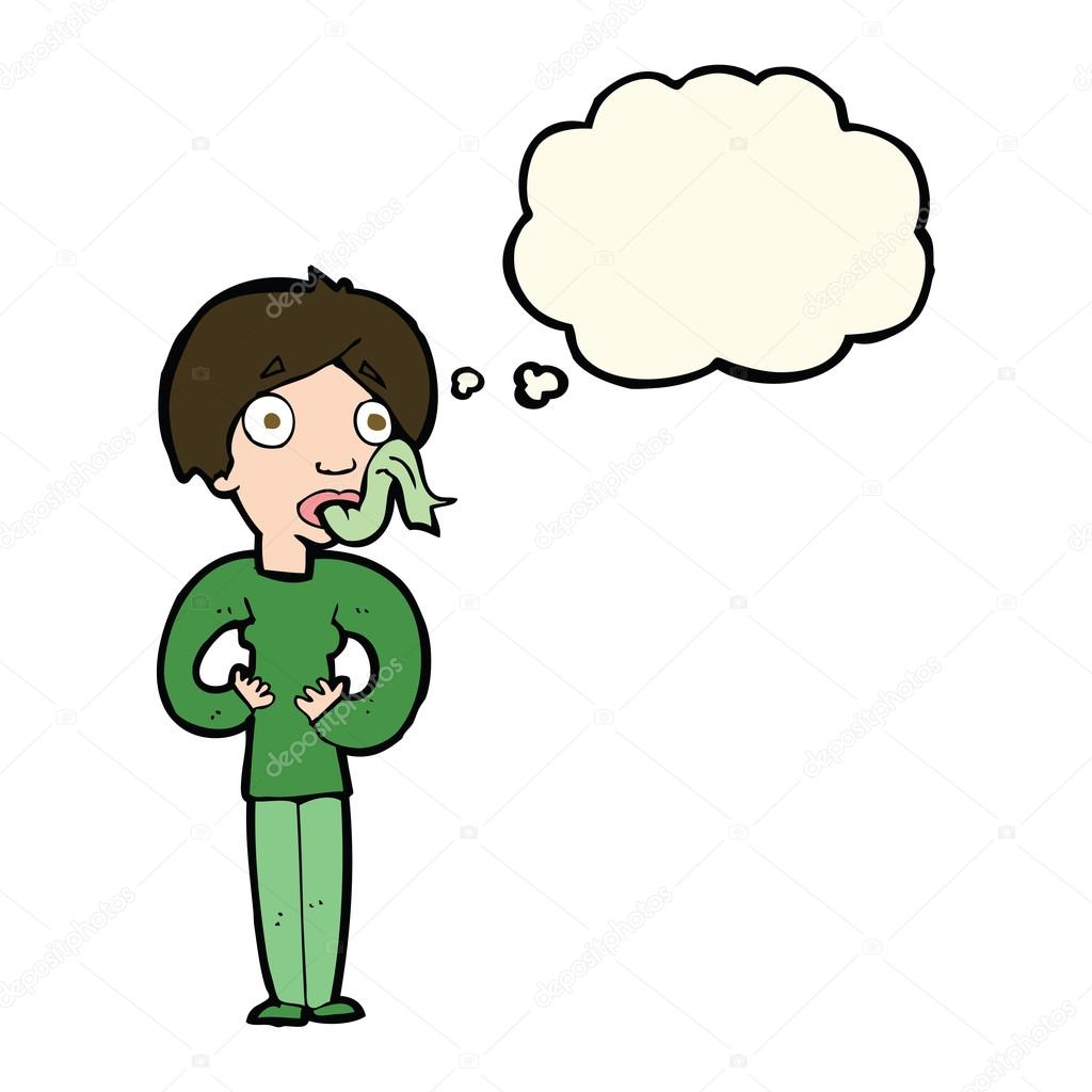 cartoon woman sticking out tongue with thought bubble
