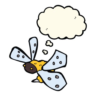 Düşünce baloncuklu çizgi film arısı