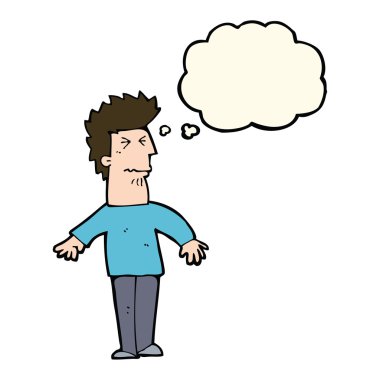 Çizgi film adamı düşünce baloncuğu ile strese soktu