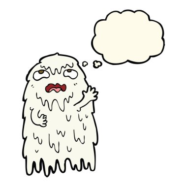 Düşünce baloncuklu iğrenç bir hayalet.