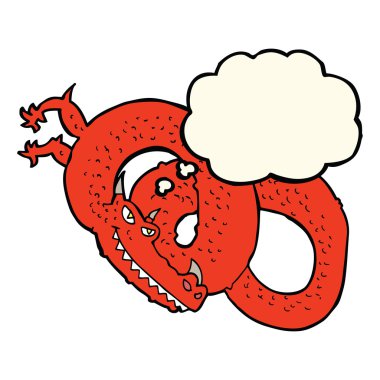 Düşünce baloncuklu çizgi film ejderhası