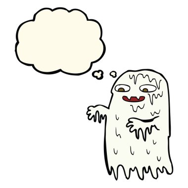 Düşünce baloncuklu iğrenç bir hayalet.