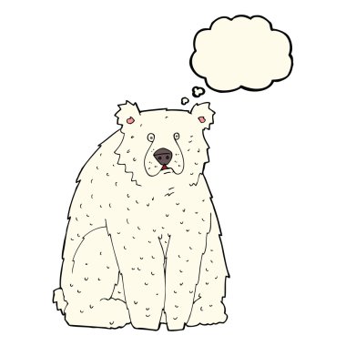 Düşünce baloncuklu komik kutup ayısı çizgi filmi