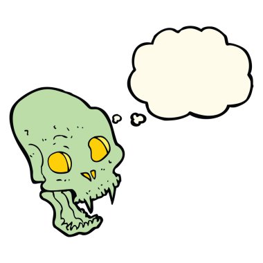 Düşünce baloncuklu korkunç vampir kafatası