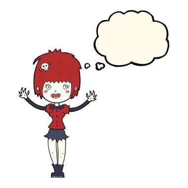 Düşünce baloncuğu olan vampir kız.