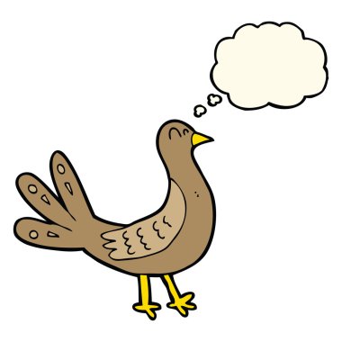 Düşünce baloncuklu çizgi film kuşu