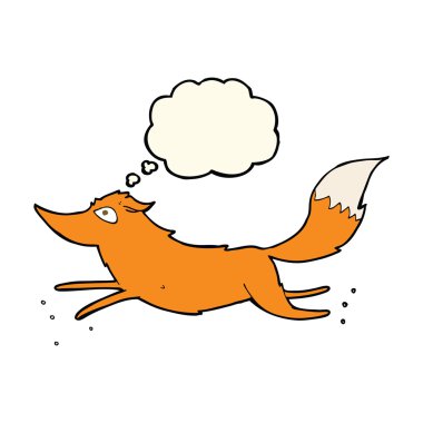 düşünce balonu ile koşan tilki çizgi film