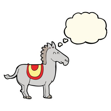 Düşünce baloncuklu çizgi film eşeği