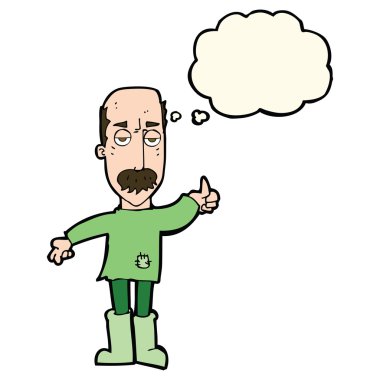 çizgi film yaşlı adam düşünce balonu ile rahatsız