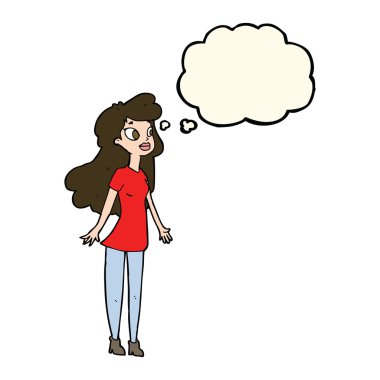 Düşünce baloncuklu güzel kız.