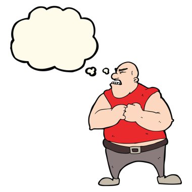 Düşünce baloncuğu olan vahşi bir adam.