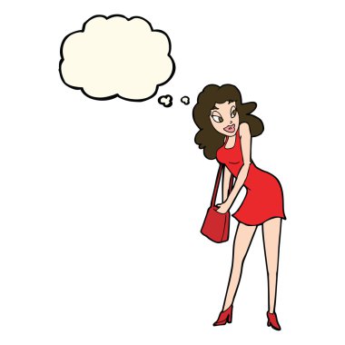 çizgi film kadın çanta düşünce balonu ile arıyor