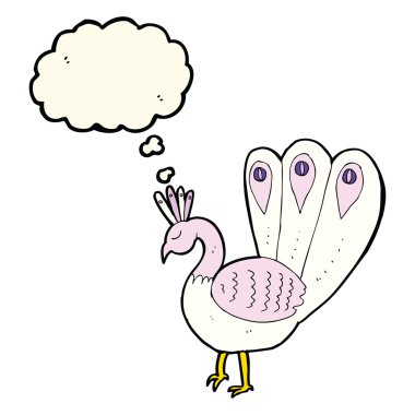 Düşünce baloncuklu çizgi film tavus kuşu