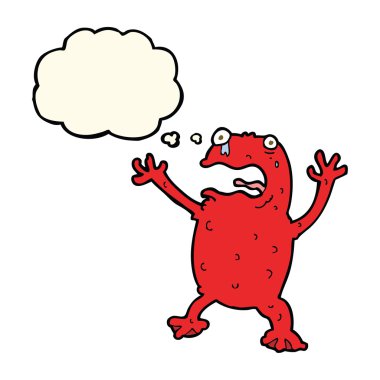 çizgi film zehirli kurbağa ile düşünce balonu