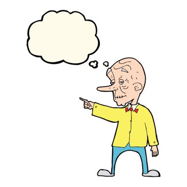 çizgi film yaşlı adam düşünce balonunu işaret ediyor