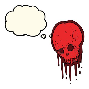 Düşünce baloncuklu korkunç kafatası