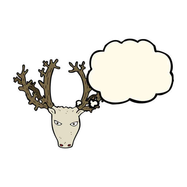 Tête de cerf de dessin animé avec bulle de pensée — Image vectorielle