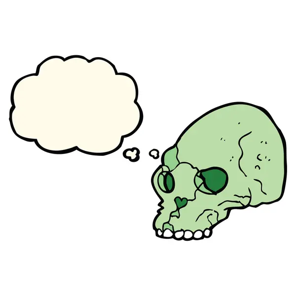 Gruseliger Totenkopf mit Gedankenblase — Stockvektor
