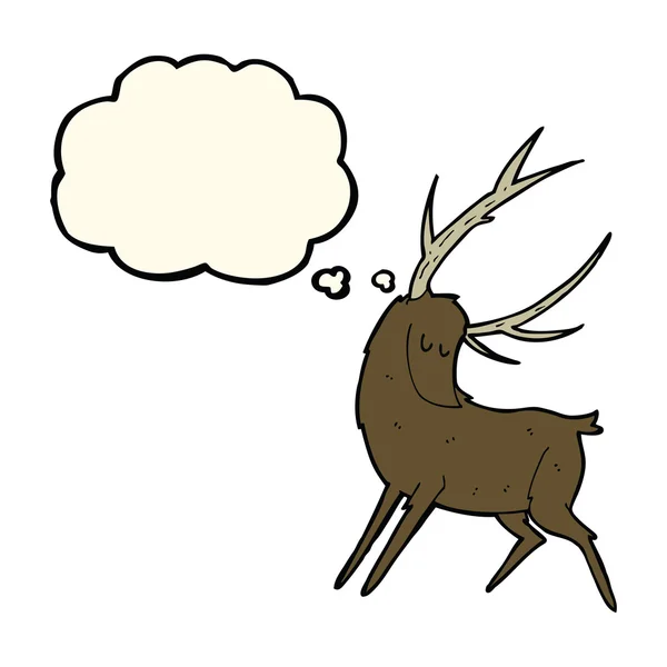 Kreslený jelen s myšlenkou bublina — Stockový vektor