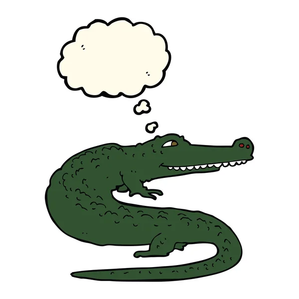 Crocodilo dos desenhos animados com bolha de pensamento —  Vetores de Stock