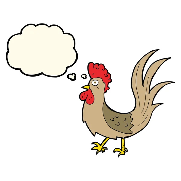 Cartoon cockerel with thought bubble — Stock Vector