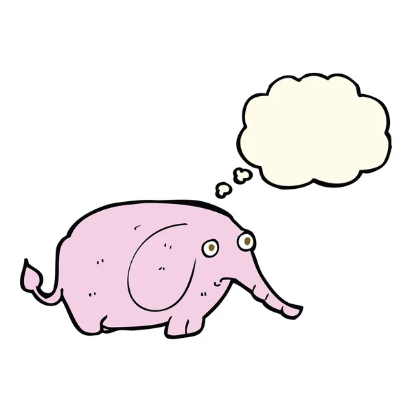 Cartoon sad little elephant with thought bubble — Stock Vector