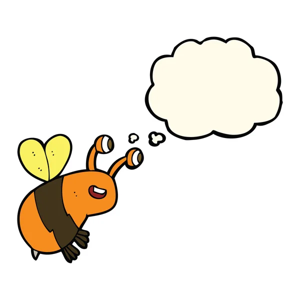 Cartoon happy bee with thought bubble — Stock Vector