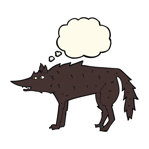 Cartoon Wolf mit Gedankenblase — Stockvektor