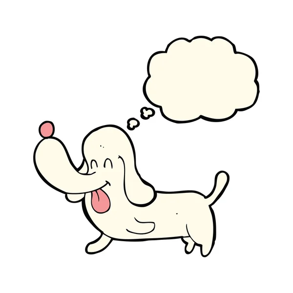 Cartoon gelukkig hond met gedachte zeepbel — Stockvector