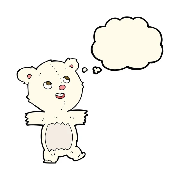 Cartoon polar bear with thought bubble — Stock Vector