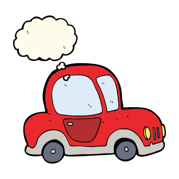 Cartoon auto met gedachte zeepbel — Stockvector