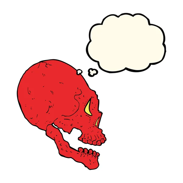 Röd skalle illustrationen med tankebubbla — Stock vektor