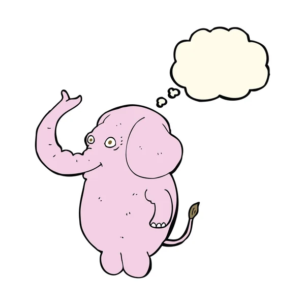 Dessin animé éléphant drôle avec bulle de pensée — Image vectorielle