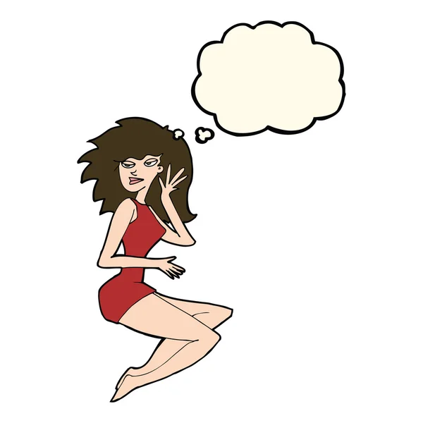 Καρτούν σέξι γυναίκα με φούσκα σκέψης — Διανυσματικό Αρχείο